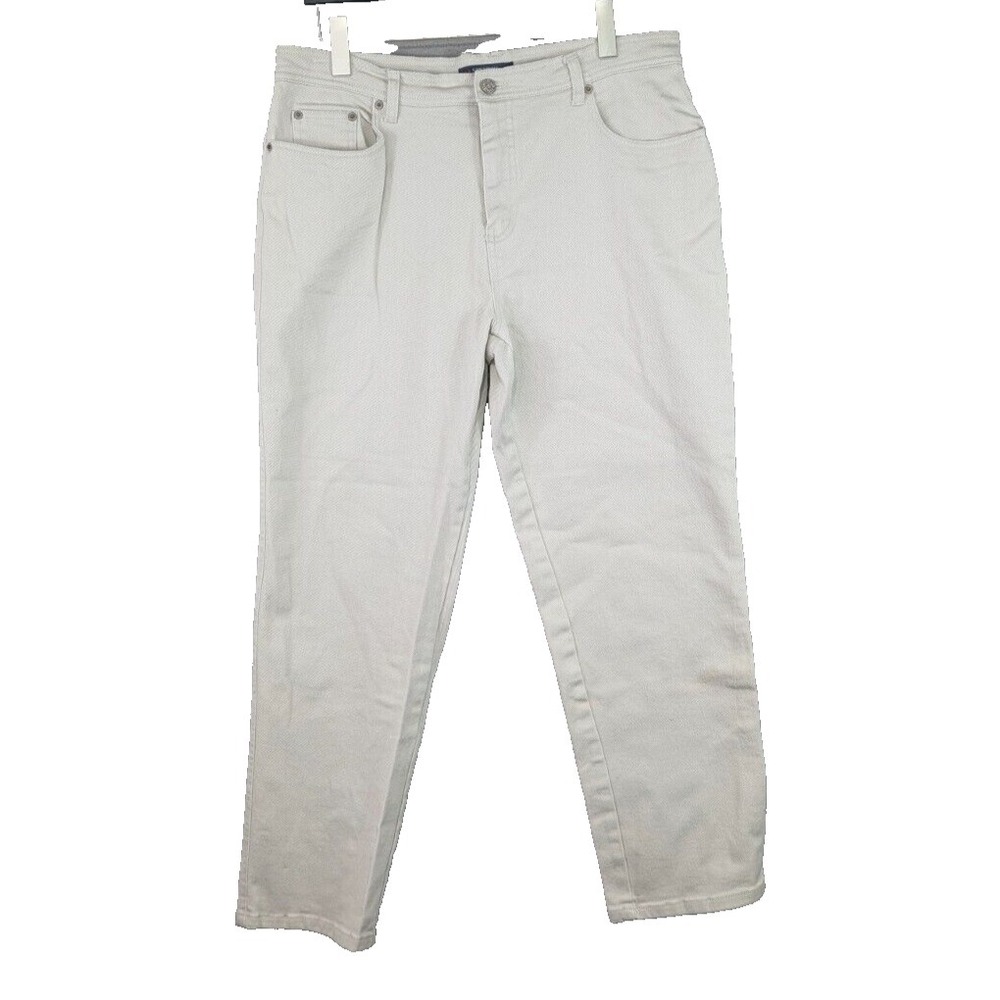Bill Blass Jeans Women's 14P Petite Beige Denim Straight Stretch Mid Rise 34x27